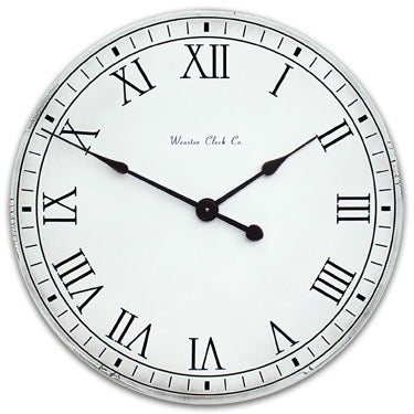 Antiqued Clock - White